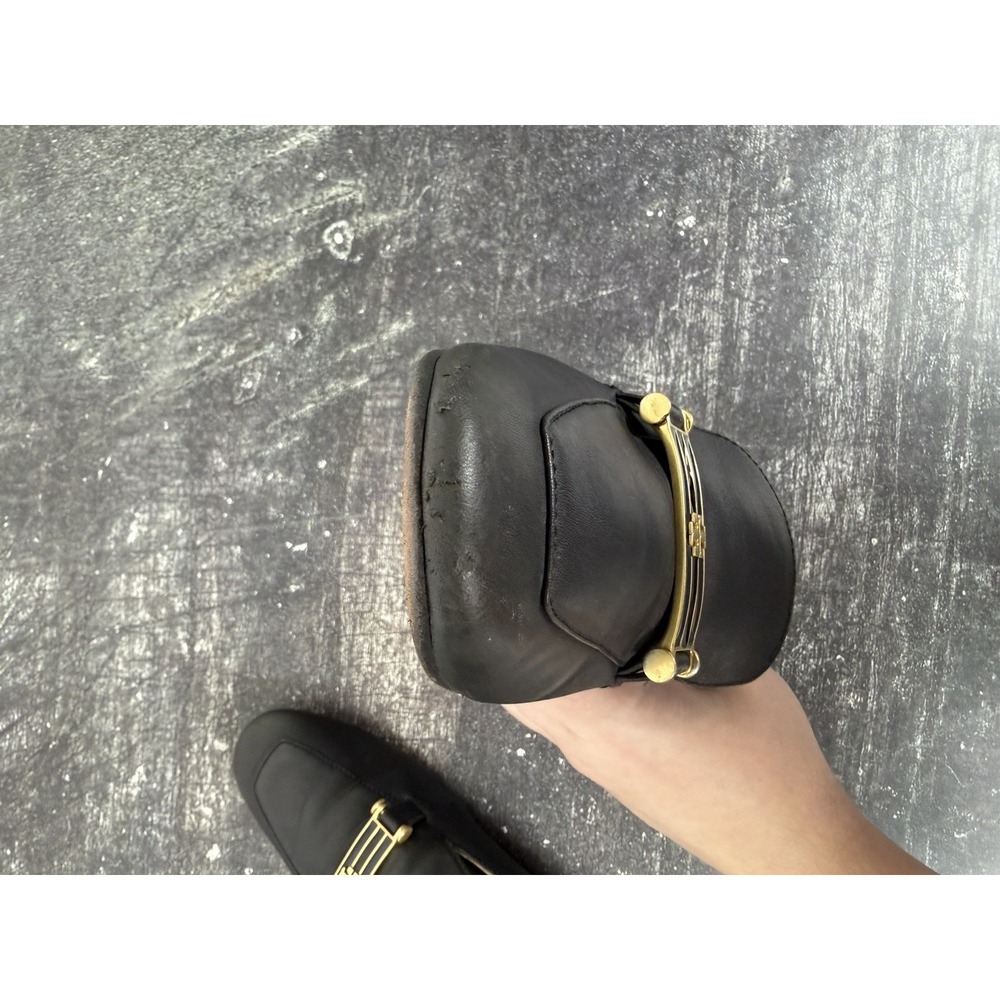 Tory Burch Amelia Backless Loafer Mule Flat Black Leather Size 7.5 M - Picture 10 of 11